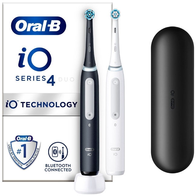 Oral B Eltandborste iO4 Duo Black UCB / White SC i gruppen SKÖNHET & HÄLSA / Munvård / Eltandborstar hos TP E-commerce Nordic AB (C14129)