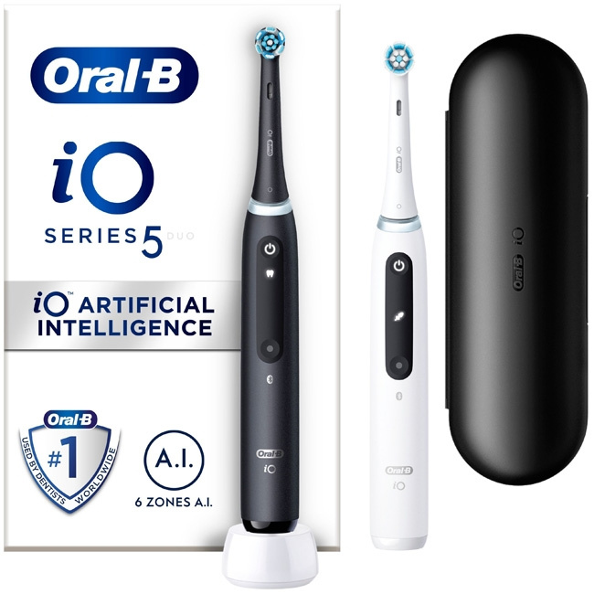 Oral B Eltandborste iO5 Duo Black UCB/ White SC i gruppen SKÖNHET & HÄLSA / Munvård / Eltandborstar hos TP E-commerce Nordic AB (C14130)