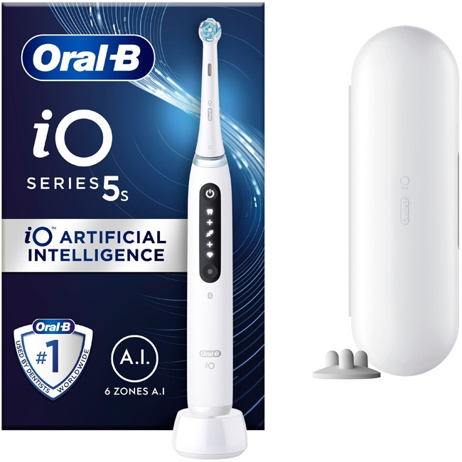 Oral B Eltandborste iO5s Quite White i gruppen SKÖNHET & HÄLSA / Munvård / Borsthuvuden & Tillbehör hos TP E-commerce Nordic AB (C14131)