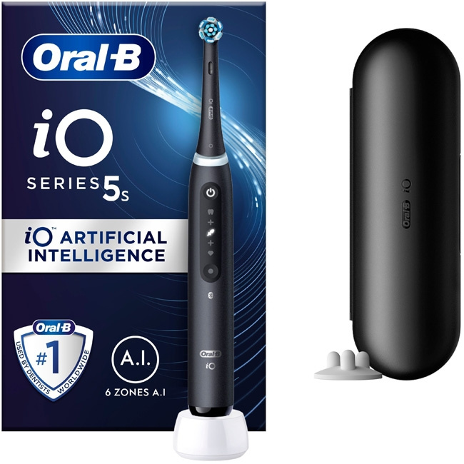 Oral B Eltandborste iO5s Matt Black i gruppen SKÖNHET & HÄLSA / Munvård / Borsthuvuden & Tillbehör hos TP E-commerce Nordic AB (C14133)