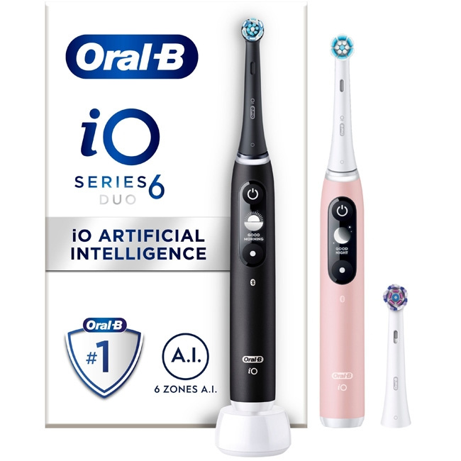 Oral B Eltandborste iO6 Series M6 Black/Light Rose i gruppen SKÖNHET & HÄLSA / Munvård / Eltandborstar hos TP E-commerce Nordic AB (C14144)