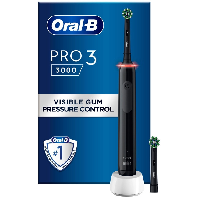 Oral B Eltandborste Pro 3 3000 CA Black Edition i gruppen SKÖNHET & HÄLSA / Munvård / Eltandborstar hos TP E-commerce Nordic AB (C14156)