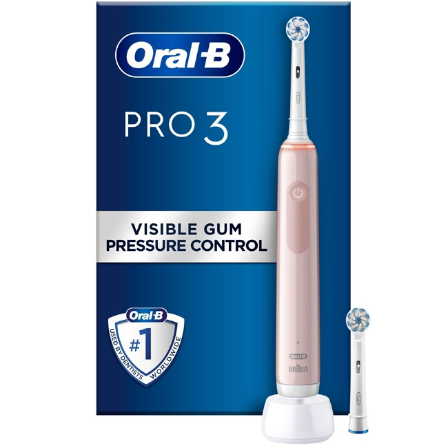 Oral B Eltandborste Pro3 3400N Pink Sensi i gruppen SKÖNHET & HÄLSA / Munvård / Eltandborstar hos TP E-commerce Nordic AB (C14157)