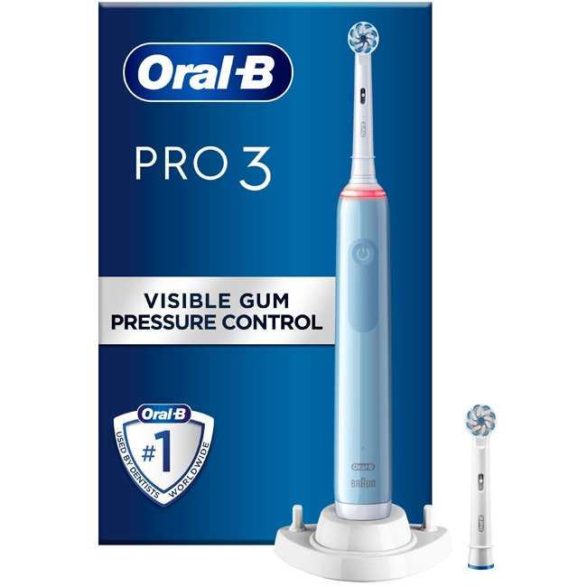 Oral B Eltandborste Pro3 3200S Blue Sensi i gruppen SKÖNHET & HÄLSA / Munvård / Eltandborstar hos TP E-commerce Nordic AB (C14158)