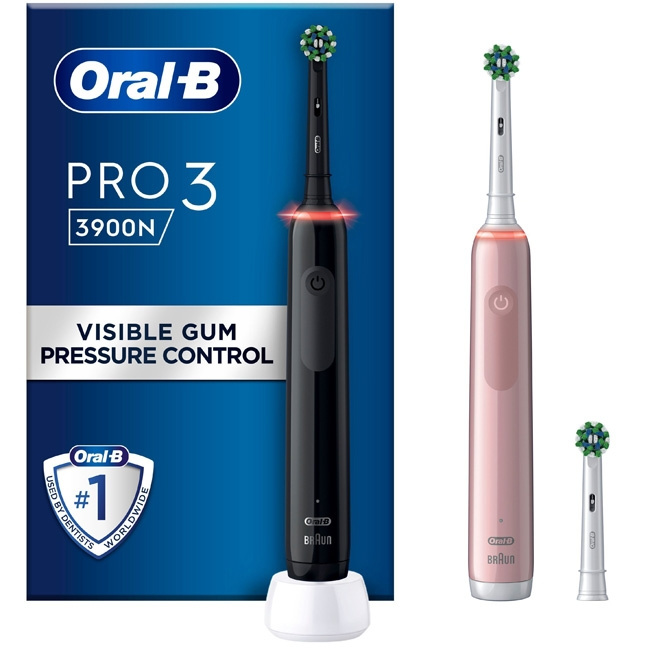 Oral B Eltandborste Pro3 3900N Black CA + Pink CA i gruppen SKÖNHET & HÄLSA / Munvård / Eltandborstar hos TP E-commerce Nordic AB (C14159)