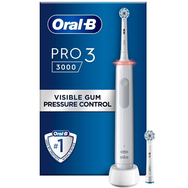 Oral B Eltandborste Pro3 3000 White Sensi i gruppen SKÖNHET & HÄLSA / Munvård / Eltandborstar hos TP E-commerce Nordic AB (C14163)