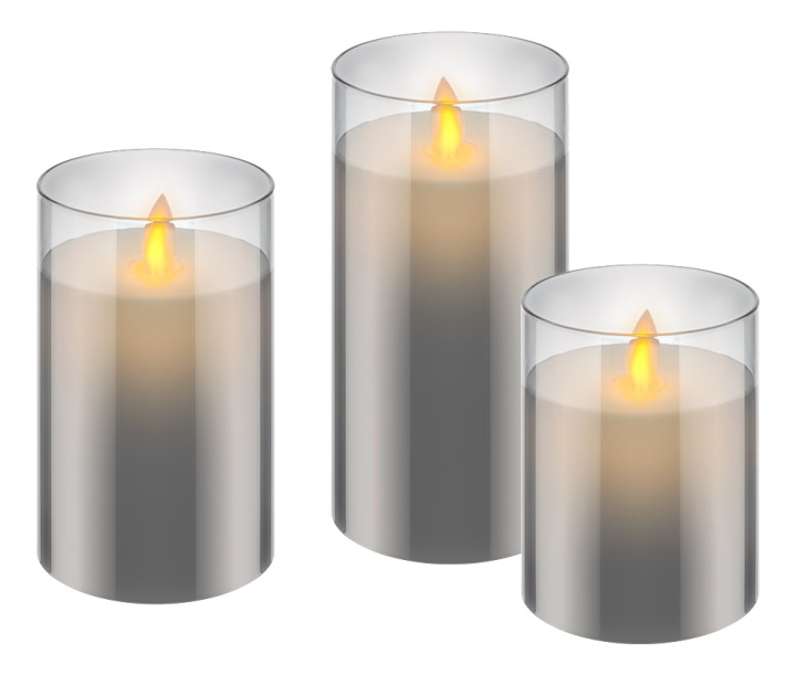 Goobay Set of 3 LED real wax candles in glass i gruppen HEM, HUSHÅLL & TRÄDGÅRD / Inredning / Ljushållare & Ljuslyktor hos TP E-commerce Nordic AB (C14508)