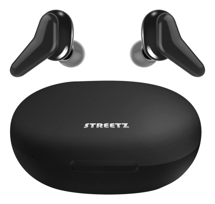 STREETZ True Wireless Stereo in-ear, dual earbuds, charge case, black i gruppen HEMELEKTRONIK / Ljud & Bild / Hörlurar & Tillbehör / Hörlurar hos TP E-commerce Nordic AB (C14724)