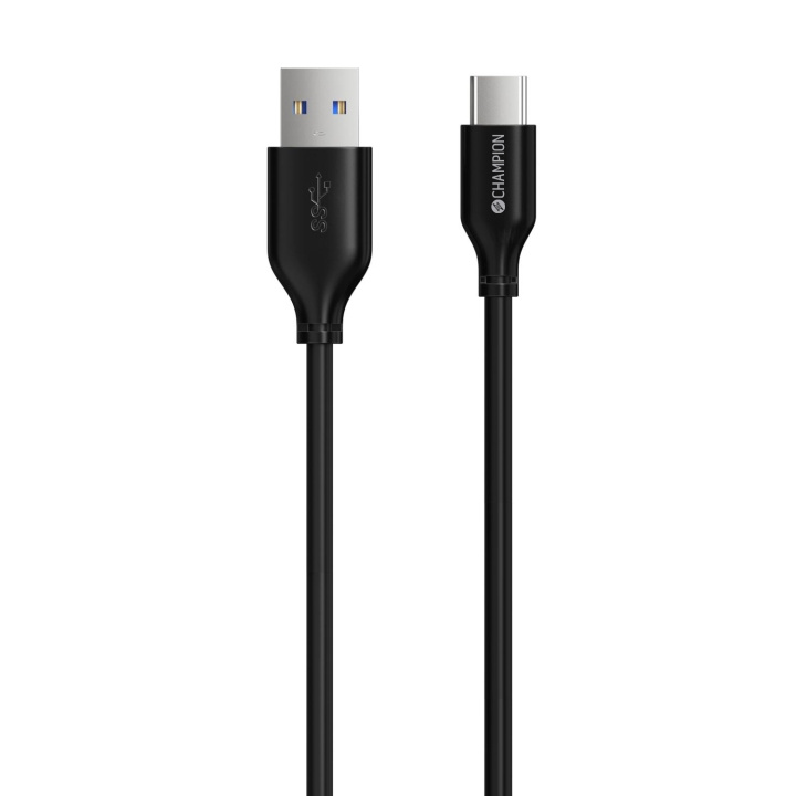 Champion USB-A till USB-C Kabel 1m Svart i gruppen SMARTPHONE & SURFPLATTOR / Laddare & Kablar / Kablar / Kablar Typ C hos TP E-commerce Nordic AB (C15122)