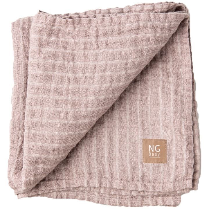 NG Baby LinneFilt Dusty Pink + Ivory stripe i gruppen LEKSAKER, BARN- & BABYPRODUKTER / Barntextilier / Babyfiltar hos TP E-commerce Nordic AB (C15303)