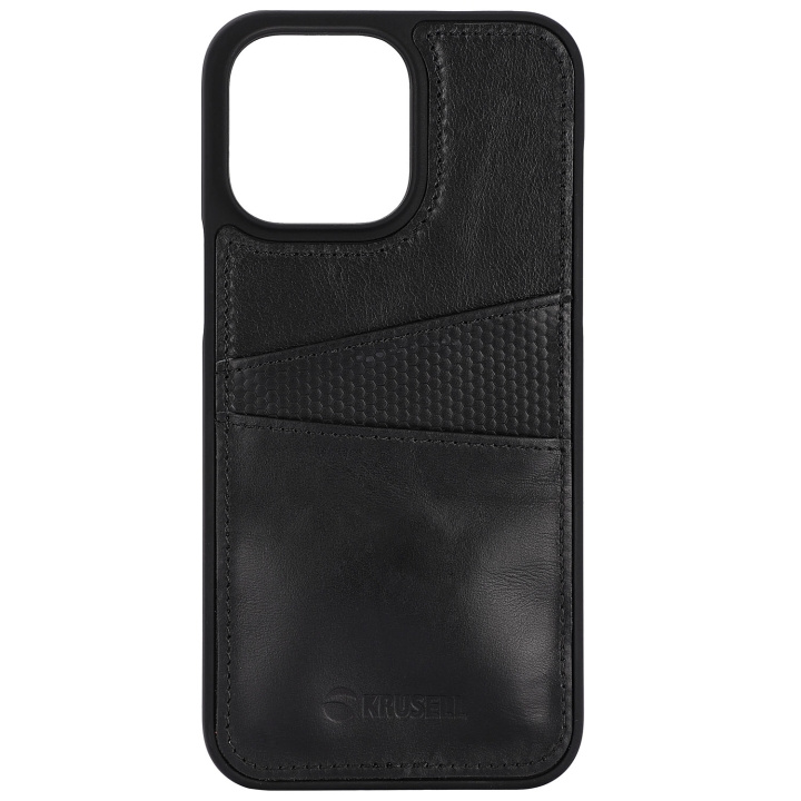Krusell Leather CardCover iPhone 14 Pro Max Svart i gruppen SMARTPHONE & SURFPLATTOR / Mobilskydd / Apple / iPhone 14 hos TP E-commerce Nordic AB (C15379)