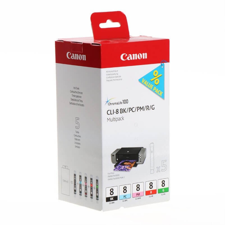 Canon Bläck 0620B027 CLI-8 , bk/pc/pm/r/g i gruppen DATORER & KRINGUTRUSTNING / Skrivare & Tillbehör / Bläck & Toner / Bläckpatroner / Canon hos TP E-commerce Nordic AB (C15967)