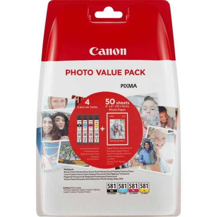 Canon Bläck 2106C005 CLI-581 Multipack + Papper i gruppen DATORER & KRINGUTRUSTNING / Skrivare & Tillbehör / Bläck & Toner / Bläckpatroner / Canon hos TP E-commerce Nordic AB (C16010)