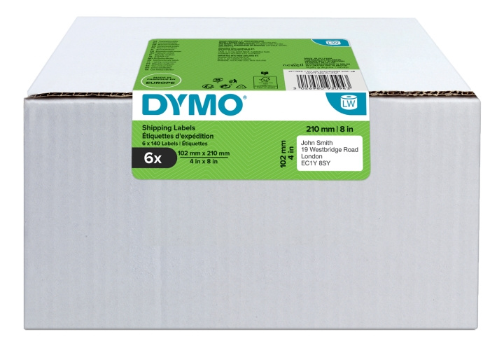 Dymo® LabelWriter 102x210mm, Vit, 6 Rullar x140 Etiketter i gruppen DATORER & KRINGUTRUSTNING / Skrivare & Tillbehör / Skrivare / Märkmaskiner & Tillbehör / Etiketter hos TP E-commerce Nordic AB (C16193)