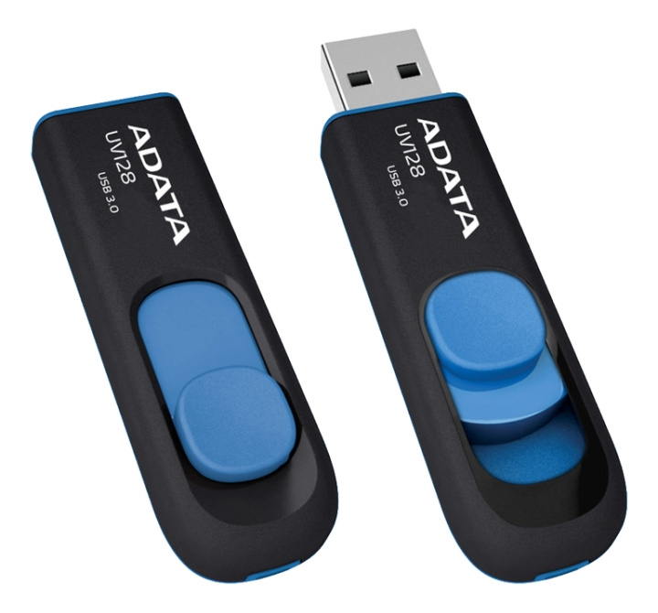 ADATA UV128 USB-minne, 32GB, USB 3.0, svart/blå i gruppen HEMELEKTRONIK / Lagringsmedia / USB-minnen / USB 3.0 hos TP E-commerce Nordic AB (C16262)