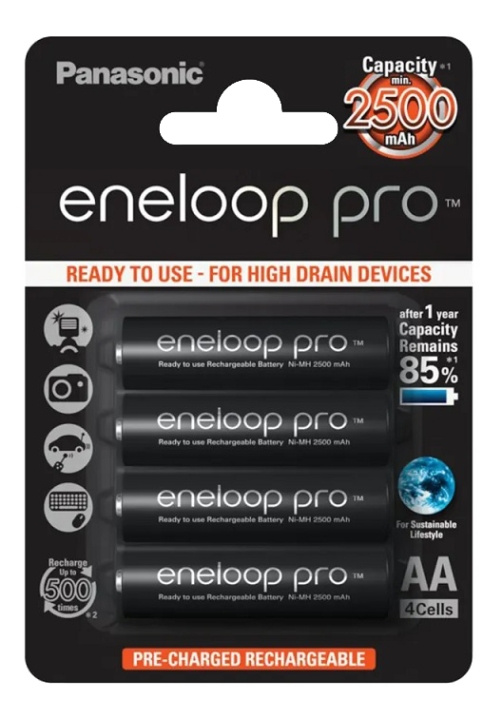 Eneloop Pro Batterier 4xAA 2500mAh BK-3HCDE/4BE i gruppen HEMELEKTRONIK / Batterier & Laddare / Laddningsbara batterier / AA hos TP E-commerce Nordic AB (C16319)