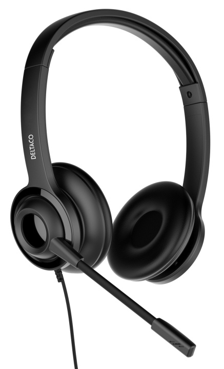 DELTACO Office USB stereoheadset, volymkontroll, brusreducerande mikrofon, svart i gruppen DATORER & KRINGUTRUSTNING / Datortillbehör / Headset hos TP E-commerce Nordic AB (C16400)