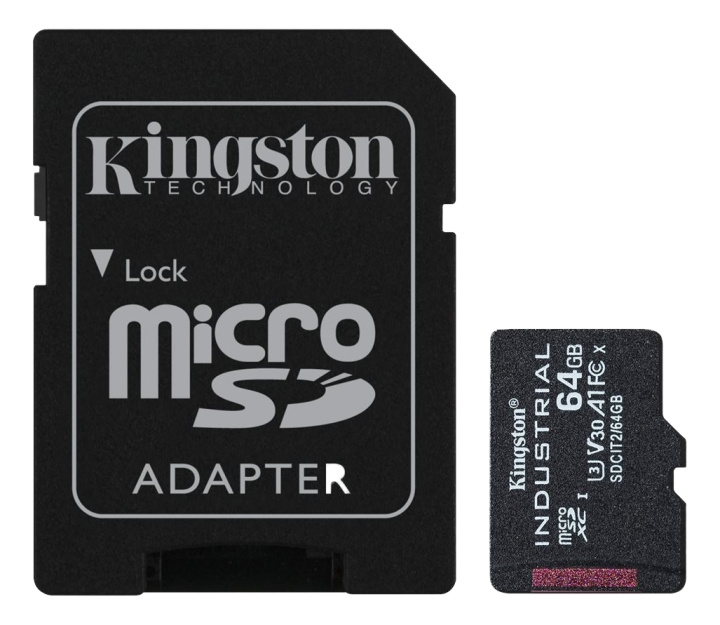 kingston 64GB microSDXC Industrial C10 A1 pSLC Card + SD Adapter i gruppen HEMELEKTRONIK / Lagringsmedia / Minneskort / Micro SD/HC/XC hos TP E-commerce Nordic AB (C16839)