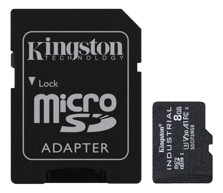 Kingston 8GB microSDHC Industrial C10 A1 pSLC-kort + SD-adapter i gruppen HEMELEKTRONIK / Lagringsmedia / Minneskort / Micro SD/HC/XC hos TP E-commerce Nordic AB (C16841)