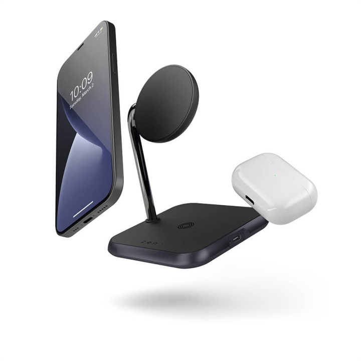 Zens Trådlös Laddare 3in1 Alu 10W Qi Fast Charge Svart i gruppen SMARTPHONE & SURFPLATTOR / Laddare & Kablar / Trådlösa Qi laddare hos TP E-commerce Nordic AB (C17095)