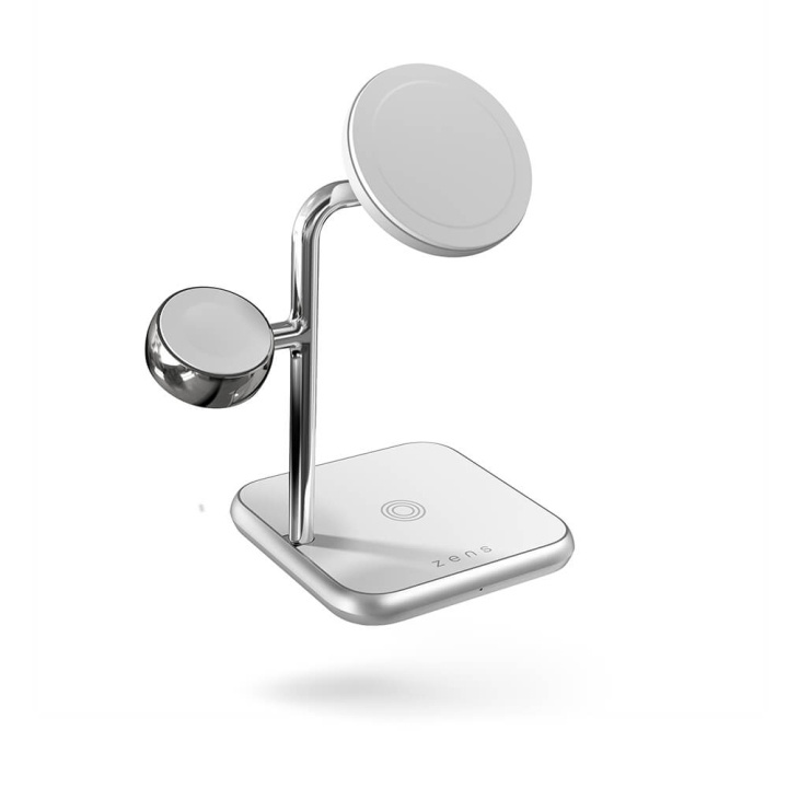 Zens Wireless Charger 4in1 Magnetic + Watch White i gruppen SMARTPHONE & SURFPLATTOR / Laddare & Kablar / Trådlösa Qi laddare hos TP E-commerce Nordic AB (C17100)