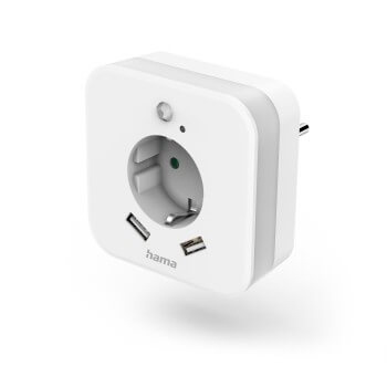 Hama 220V Uttagsadapter 2XUSB-A Nattlampa Vit i gruppen HEMELEKTRONIK / Belysning / Nattlampor hos TP E-commerce Nordic AB (C17472)