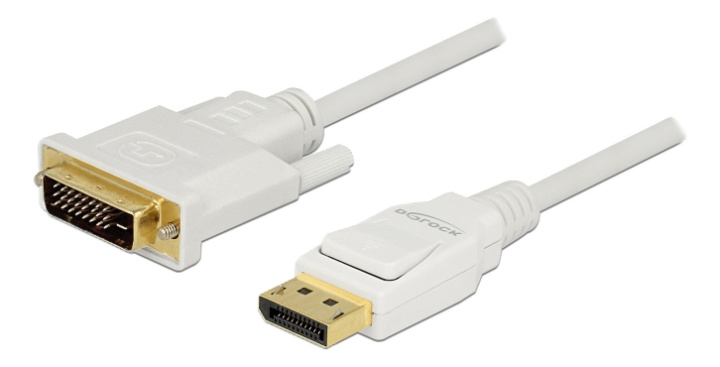 Displayport kabel 1.2 hane > DVI 24+1 hane passiv 2 m vit i gruppen DATORER & KRINGUTRUSTNING / Datorkablar / DisplayPort / Kablar hos TP E-commerce Nordic AB (C17476)