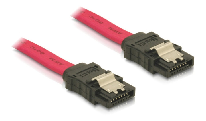 DeLOCK SATA cable, 3Gb/s, clips, 0.5m, red i gruppen DATORER & KRINGUTRUSTNING / Datorkablar / Interna / SATA hos TP E-commerce Nordic AB (C17485)