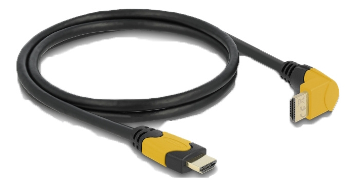 Delock High Speed HDMI kabel hane rak till hane 90° uppåtvinklad 48 Gbps 8K 60 Hz 1m, svart i gruppen HEMELEKTRONIK / Kablar & Adaptrar / HDMI / Kablar hos TP E-commerce Nordic AB (C17500)