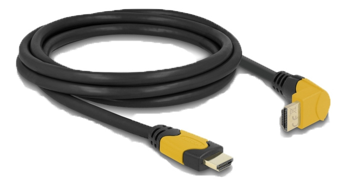 Delock High Speed HDMI kabel hane rak till hane 90° uppåtvinklad 48 Gbps 8K 60 Hz 2m, svart i gruppen HEMELEKTRONIK / Kablar & Adaptrar / HDMI / Kablar hos TP E-commerce Nordic AB (C17501)