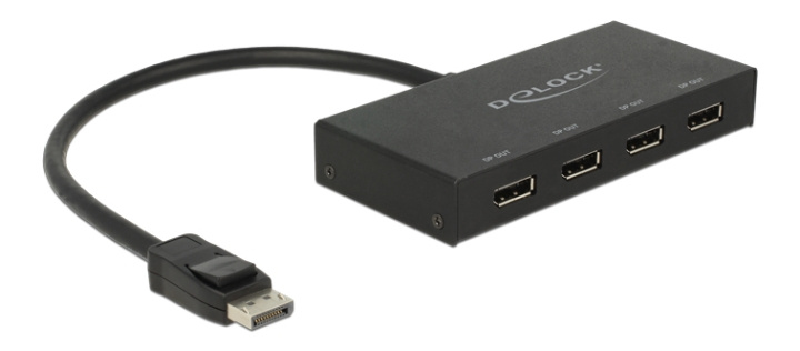 DeLOCK DisplayPort - 4xDisplayPort splitter, DisplayPort 1.2a, 3840x2160 i 30Hz, 1080p i 60Hz, 0,3m kabel, svart i gruppen DATORER & KRINGUTRUSTNING / Datorkablar / DisplayPort / Adaptrar hos TP E-commerce Nordic AB (C17692)