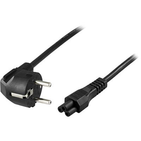 Deltaco Device cable, angled CEE 7/7 - straight IEC C5, 0.2m, black i gruppen DATORER & KRINGUTRUSTNING / Datorkablar / Apparatkablar hos TP E-commerce Nordic AB (C17721)