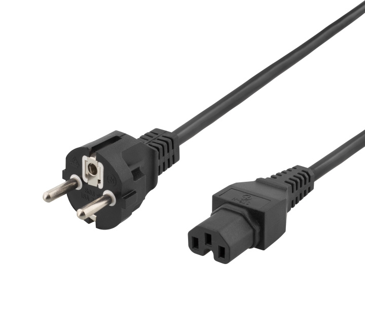 Deltaco Power cord CEE 7/7 - IEC C15, 0.5m, black i gruppen DATORER & KRINGUTRUSTNING / Datorkablar / Apparatkablar hos TP E-commerce Nordic AB (C17733)