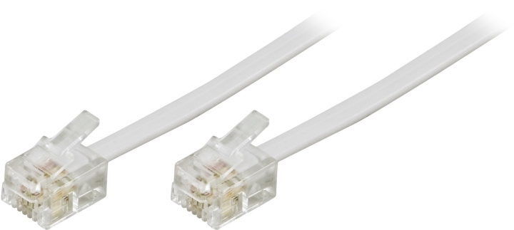 Deltaco Modular cable, 6P4C(RJ11) to 6P4C(RJ11), 2m, white i gruppen HEMELEKTRONIK / Kablar & Adaptrar / Telefonkablar & Adaptrar hos TP E-commerce Nordic AB (C17741)