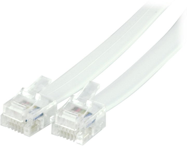 Deltaco Modular cable RJ12/6C, 3m, white i gruppen HEMELEKTRONIK / Kablar & Adaptrar / Telefonkablar & Adaptrar hos TP E-commerce Nordic AB (C17742)