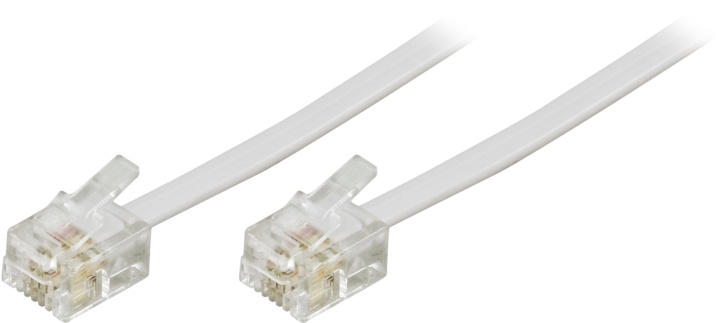 Deltaco Modular cable, 6P4C(RJ11) to 6P4C(RJ11), 5m, white i gruppen HEMELEKTRONIK / Kablar & Adaptrar / Telefonkablar & Adaptrar hos TP E-commerce Nordic AB (C17748)