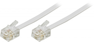 Deltaco Modular cable, 6P4C(RJ11) to 6P4C(RJ11), 10m, white