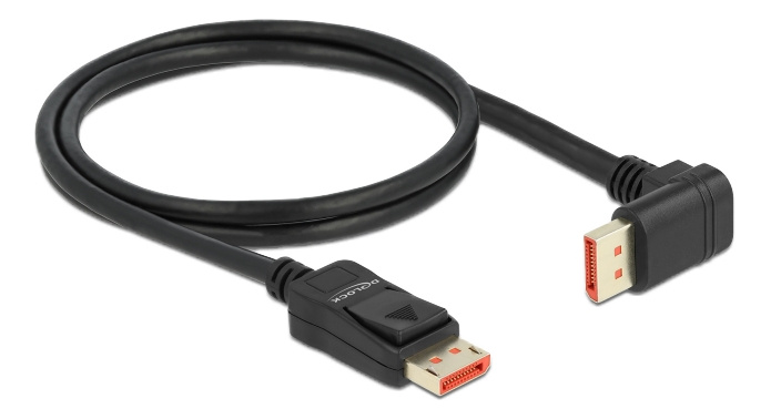 Delock DisplayPort cable male straight to male 90° downwards 8K 60Hz 1m, svart i gruppen DATORER & KRINGUTRUSTNING / Datorkablar / DisplayPort / Kablar hos TP E-commerce Nordic AB (C17826)