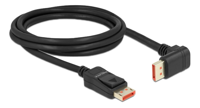 DeLOCK DisplayPort cable ma>ma 90° downwards angled 8K 60Hz 2m i gruppen DATORER & KRINGUTRUSTNING / Datorkablar / DisplayPort / Kablar hos TP E-commerce Nordic AB (C17827)