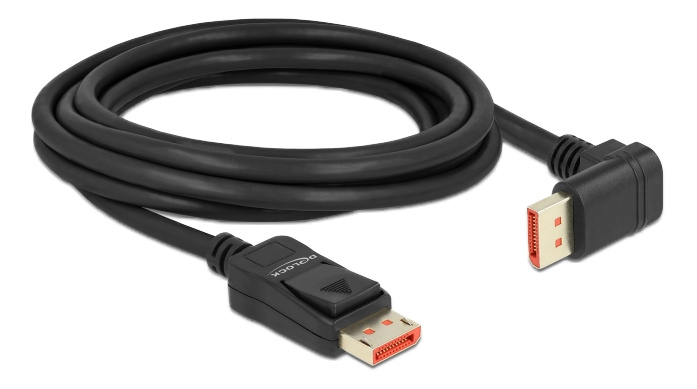 Delock DisplayPort cable male straight to male 90° downwards 8K 60Hz 3m, svart i gruppen DATORER & KRINGUTRUSTNING / Datorkablar / DisplayPort / Kablar hos TP E-commerce Nordic AB (C17828)