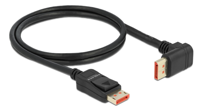 Delock DisplayPort cable male straight to male 90° upwards 8K 60Hz 1m i gruppen DATORER & KRINGUTRUSTNING / Datorkablar / DisplayPort / Kablar hos TP E-commerce Nordic AB (C17830)