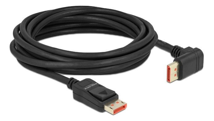 Delock DisplayPort cable male straight to male 90° upwards 8K 60Hz 5m i gruppen DATORER & KRINGUTRUSTNING / Datorkablar / DisplayPort / Kablar hos TP E-commerce Nordic AB (C17833)