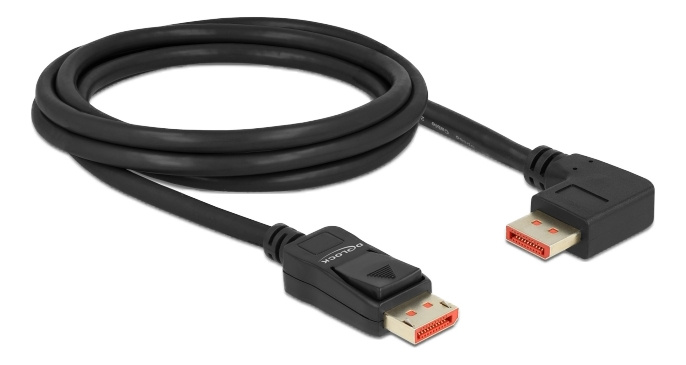 Delock DisplayPort cable male straight to male 90° right 8K 60Hz 2m i gruppen DATORER & KRINGUTRUSTNING / Datorkablar / DisplayPort / Kablar hos TP E-commerce Nordic AB (C17835)