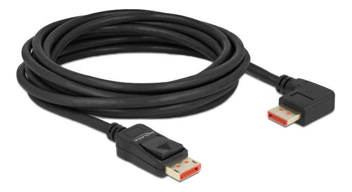 Delock DisplayPort cable male straight to male 90° right 8K 60Hz 5m i gruppen DATORER & KRINGUTRUSTNING / Datorkablar / DisplayPort / Kablar hos TP E-commerce Nordic AB (C17837)