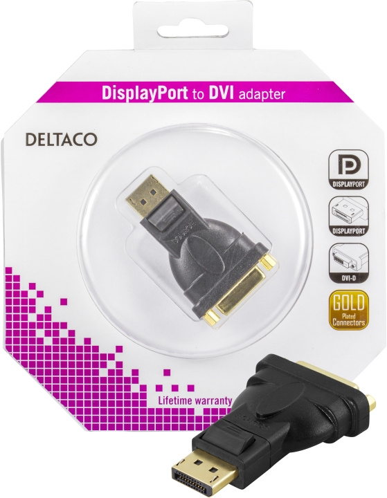 DELTACO DisplayPort till DVI-D Single Link adapter, 20-pin hane till 24+5-pin hona i gruppen DATORER & KRINGUTRUSTNING / Datorkablar / DVI / Adaptrar hos TP E-commerce Nordic AB (C17849)