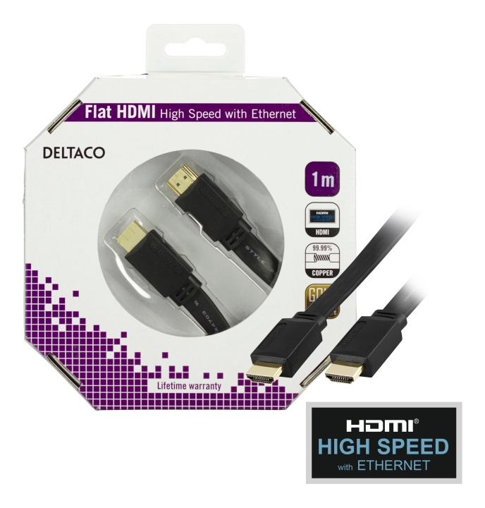 DELTACO HDMI-1010F-K i gruppen HEMELEKTRONIK / Kablar & Adaptrar / HDMI / Kablar hos TP E-commerce Nordic AB (C17895)