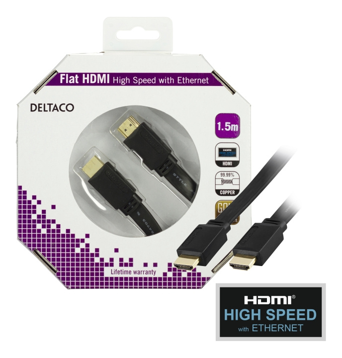 DELTACO HDMI-1015F-K i gruppen HEMELEKTRONIK / Kablar & Adaptrar / HDMI / Kablar hos TP E-commerce Nordic AB (C17897)