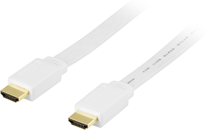 Deltaco Flat HDMI cable, HDMI Standard Speed w/ Ethernet, 15m, white i gruppen HEMELEKTRONIK / Kablar & Adaptrar / HDMI / Kablar hos TP E-commerce Nordic AB (C17904)