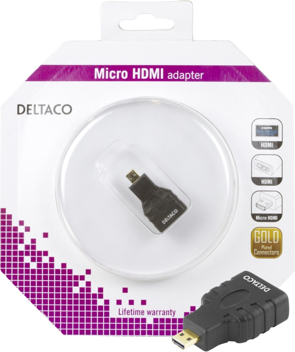 Deltaco HDMI High Speed w/ Ethernet adapter, Micro HDMI ma - HDMI fe i gruppen HEMELEKTRONIK / Kablar & Adaptrar / HDMI / Adaptrar hos TP E-commerce Nordic AB (C17909)