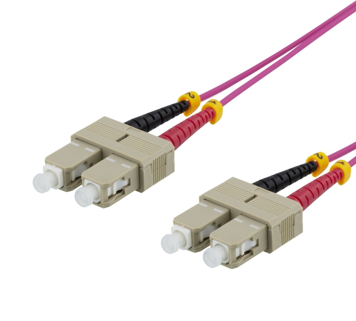 Deltaco OM4 Fiber cable, SC - SC Duplex, 50/125, 1m, pink i gruppen DATORER & KRINGUTRUSTNING / Datorkablar / Nätverkskablar / Fiberkablage hos TP E-commerce Nordic AB (C17991)